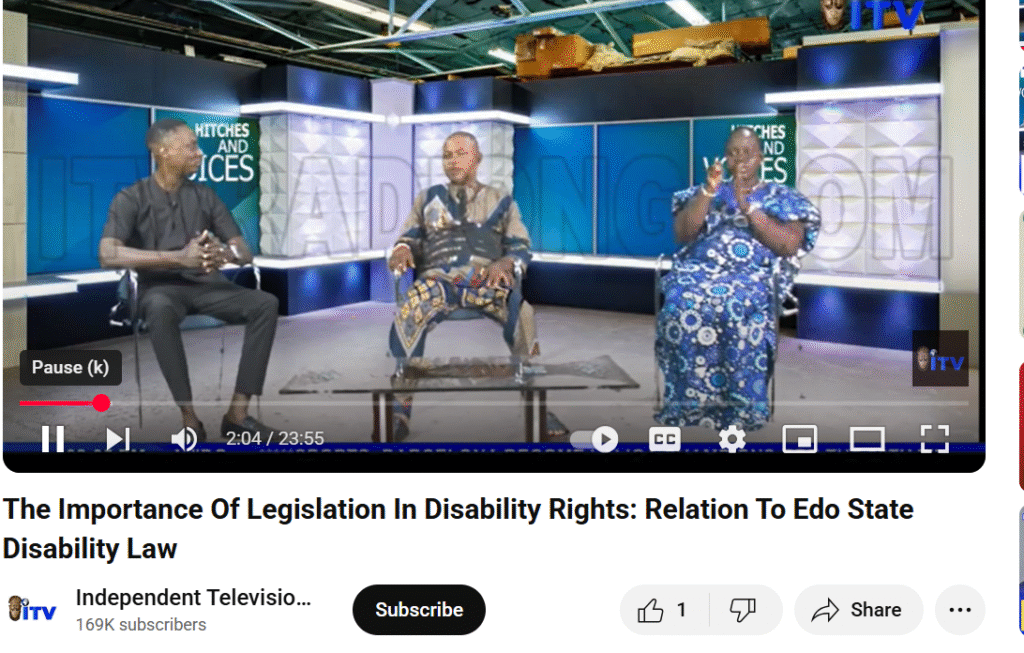 The Importance of Legislation in Disability Rights: Relation to Edo State Disability Law.